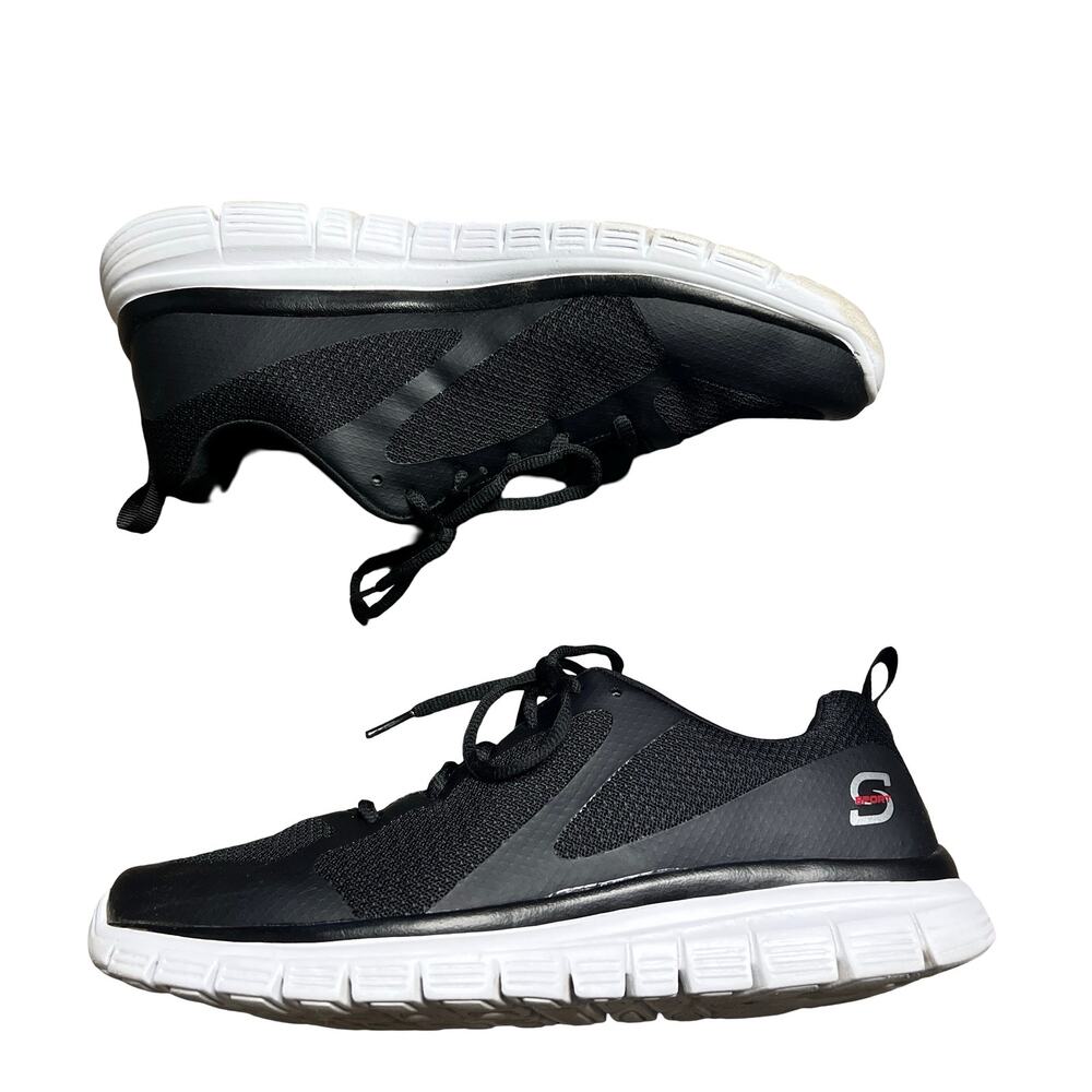 S SPORT by Skechers Men's Lace Up Sneakers Black White 11.5